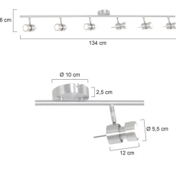 Deckenspot beweglich Metall 134 cm inkl. GU10 6-flmg