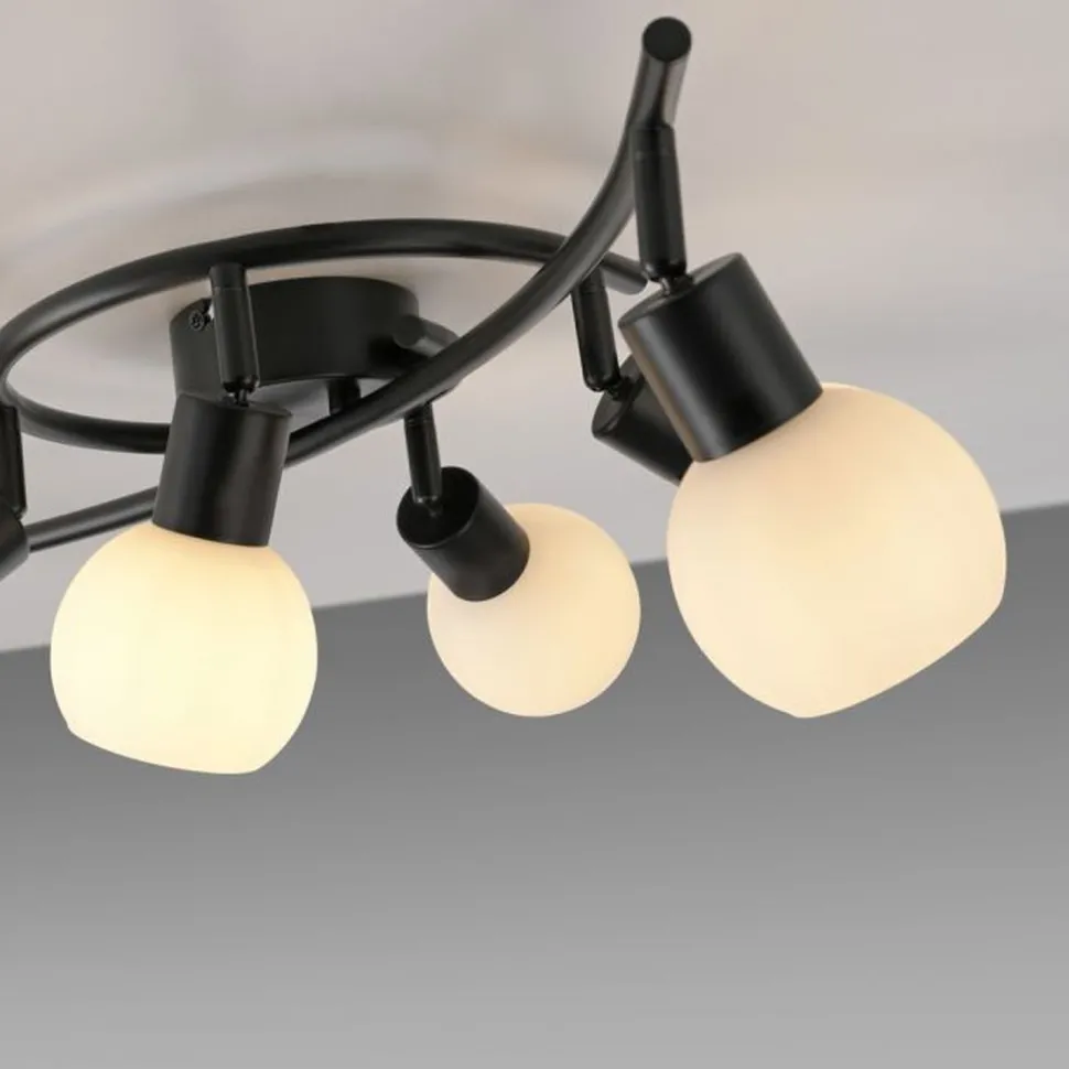 Deckenspot Glas Metall 6-flammig inkl E14 5 W flexibel