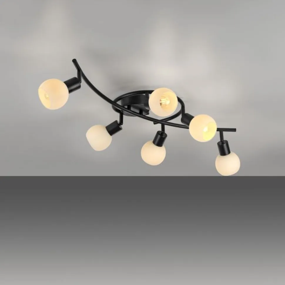 Deckenspot Glas Metall 6-flammig inkl E14 5 W flexibel