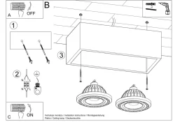 Deckenspot innen Beton 27 cm lang eckig 2-flammig GU10