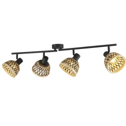 Deckenspot Schwarz Natur B: 94 cm 4x E14 Holz Metall