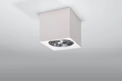 Deckenspot Weiß Keramik H: 14 cm klein bemalbar Würfel