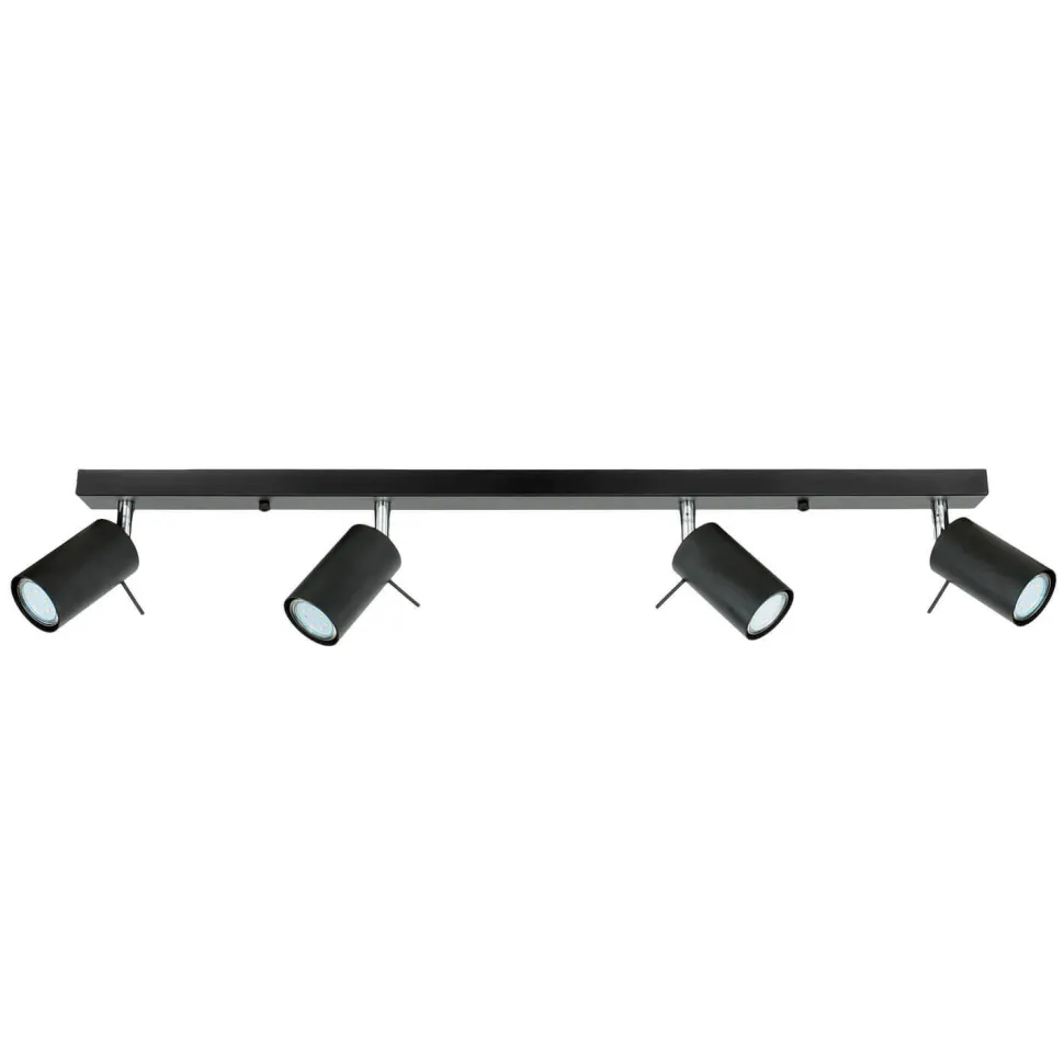 Deckenstrahler 4-flammig GU10 80 cm lang Schwarz Metall