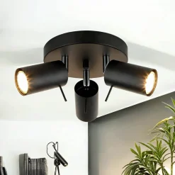 Deckenstrahler 3-flammig Schwarz Metall Ø 20 cm GU10