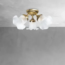 Deckenstrahler Floral 3-flammig Messing Glas Ø 37 cm