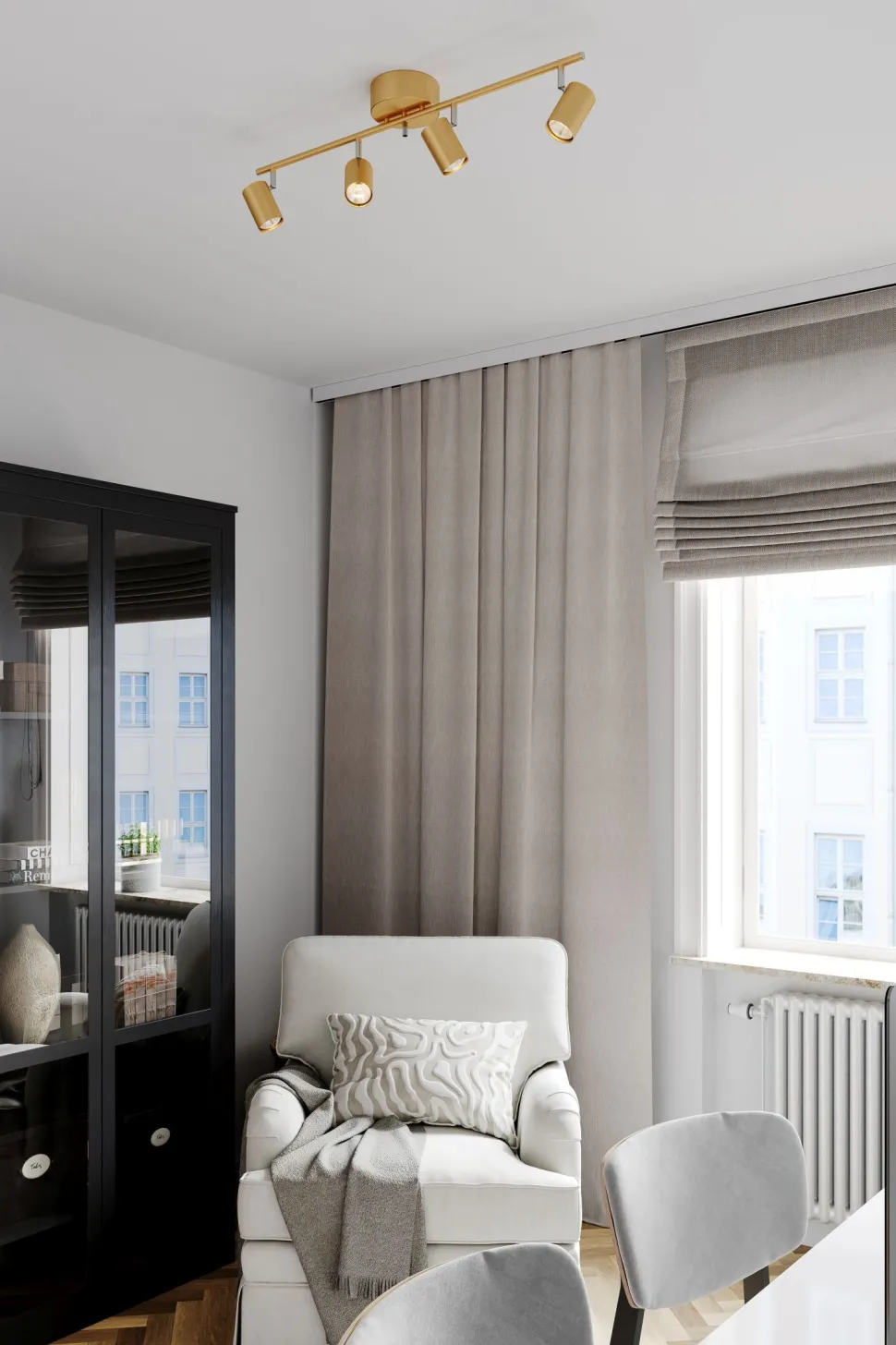 Deckenstrahler GU10 4-flammig länglich 83 cm in Gold