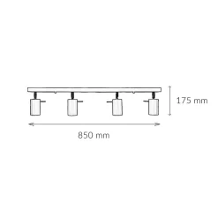 Deckenstrahler Metall 4-flammig 80 cm länglich GU10 Weiß