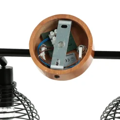 Deckenstrahler Retro Design Holz Metall 2-flammig E14