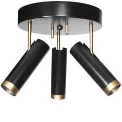 Deckenstrahler rund 3-flammig GU10 B: 30 cm Schwarz Gold
