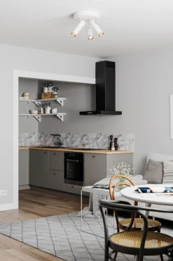 Deckenstrahler Weiß Gold B: 30 cm klein 3-flammig GU10