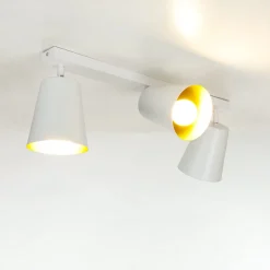 Deckenstrahler Weiß Gold Metall 3-flammig Retro