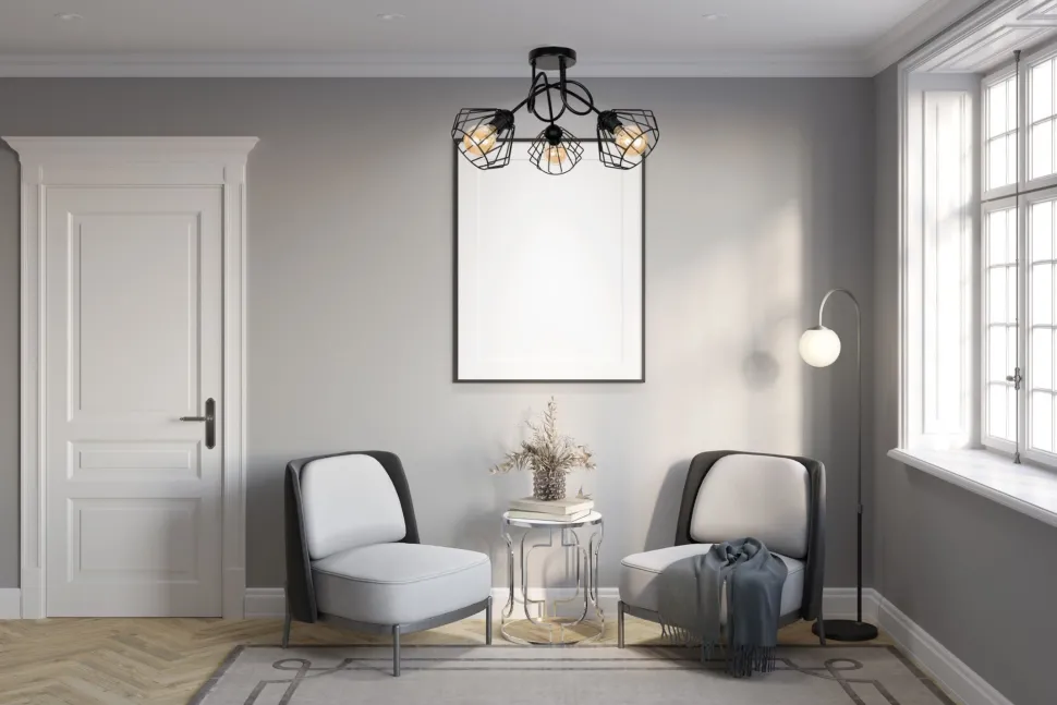 Dekorative Deckenlampe Metall E27 L:55 cm in Schwarz