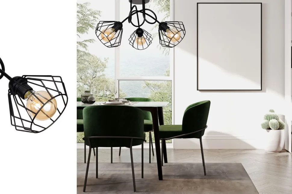 Dekorative Deckenlampe Metall E27 L:55 cm in Schwarz