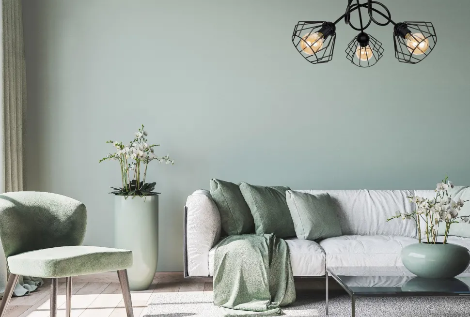 Dekorative Deckenlampe Metall E27 L:55 cm in Schwarz