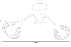 Dekorative Deckenleuchte Metall E27 L:70 cm in Schwarz