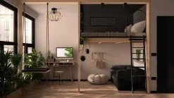 Dekorative Deckenleuchte Holz E27 Ø35 cm in Schwarz