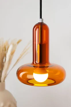 Dekorative Hängelampe Glas in Bernstein E14 Ø B:15 cm