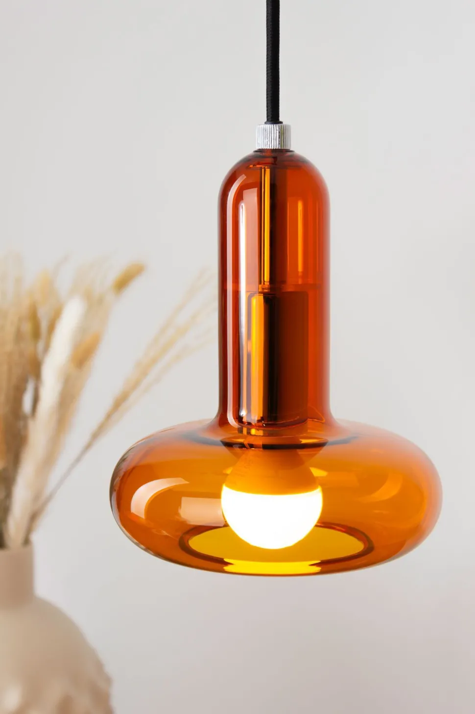 Dekorative Hängelampe Glas in Bernstein E14 Ø B:15 cm