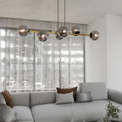 Dekorative Hängelampe Kugelschirm Rauchglas Metall ALOISIO