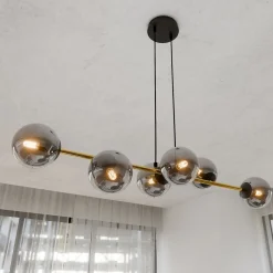 Dekorative Hängelampe Kugelschirm Rauchglas Metall ALOISIO