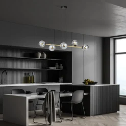 Dekorative Hängelampe Kugelschirm Rauchglas Metall ALOISIO