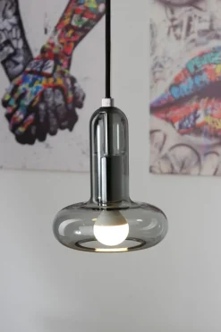 Dekorative Hängelampe Rauchglas E14 B:15 cm Modern