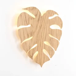 Dekorative Wandlampe Holz Blatt indirektes Licht H: 40 3x G9