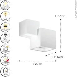 Dekorative Wandleuchte Up Down Gips Weiß G9 B:20 cm