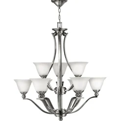 Design Kronleuchter mit Schirm in Nickel Weiß Ø89cm