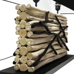 Design Tischlampe Treibholz Stoffschirm 80 cm lang