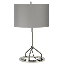 Design Tischleuchte Stoff Schirm 66,5cm hoch Grau