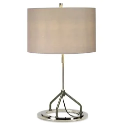 Design Tischleuchte Stoff Schirm 66,5cm hoch Grau