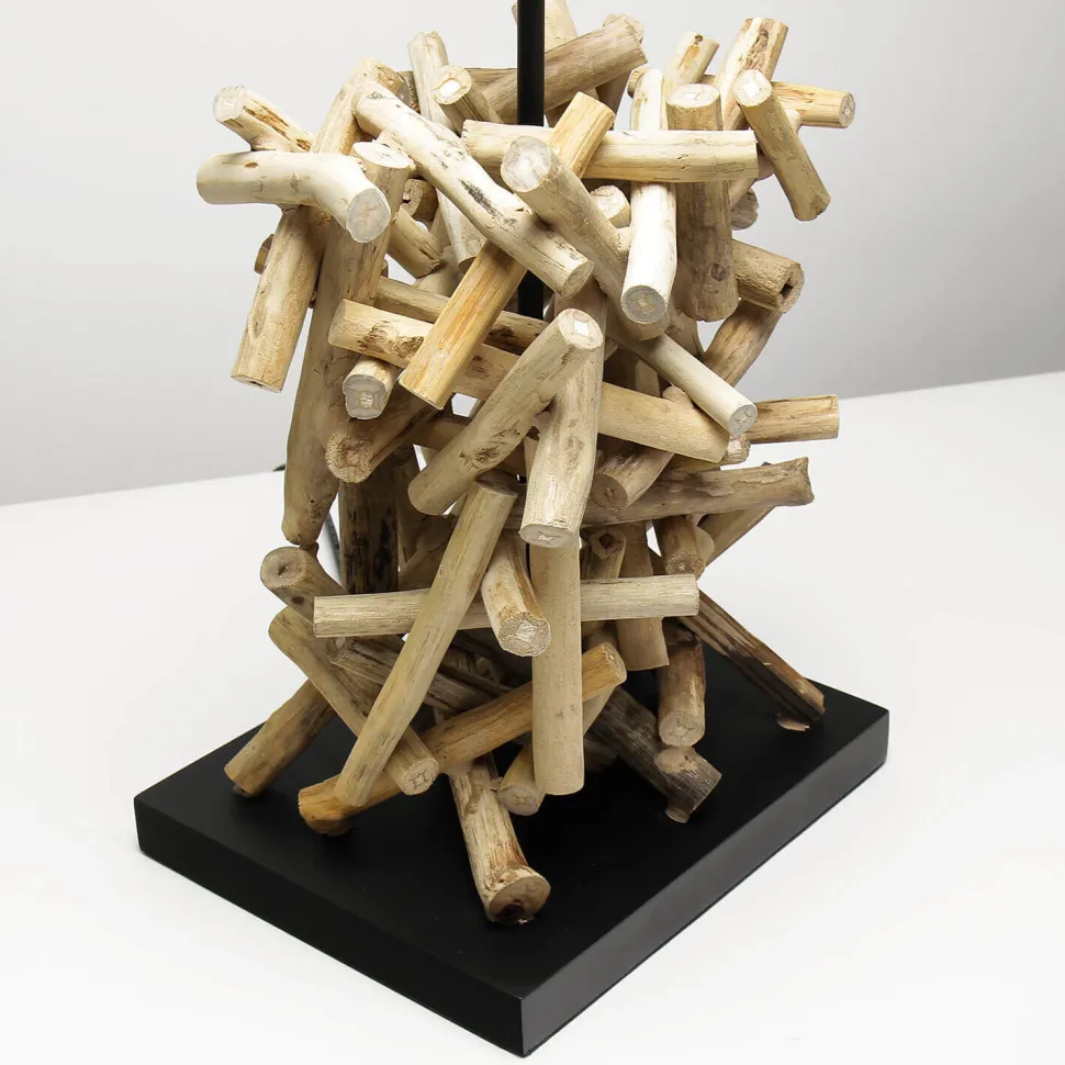 Design Tischleuchte Treibholz Stoff dekorativ Wohnzimmer