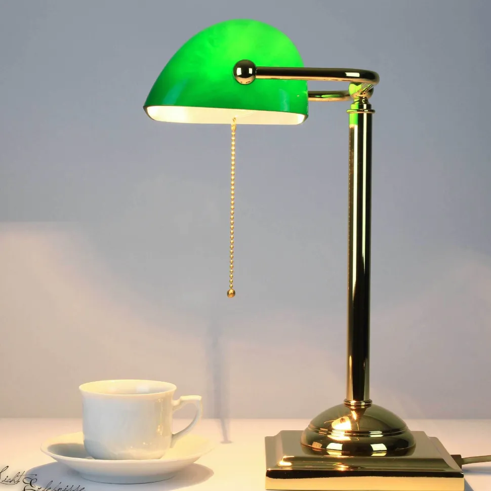 Designer Bankerleuchte mit 24K vergoldet