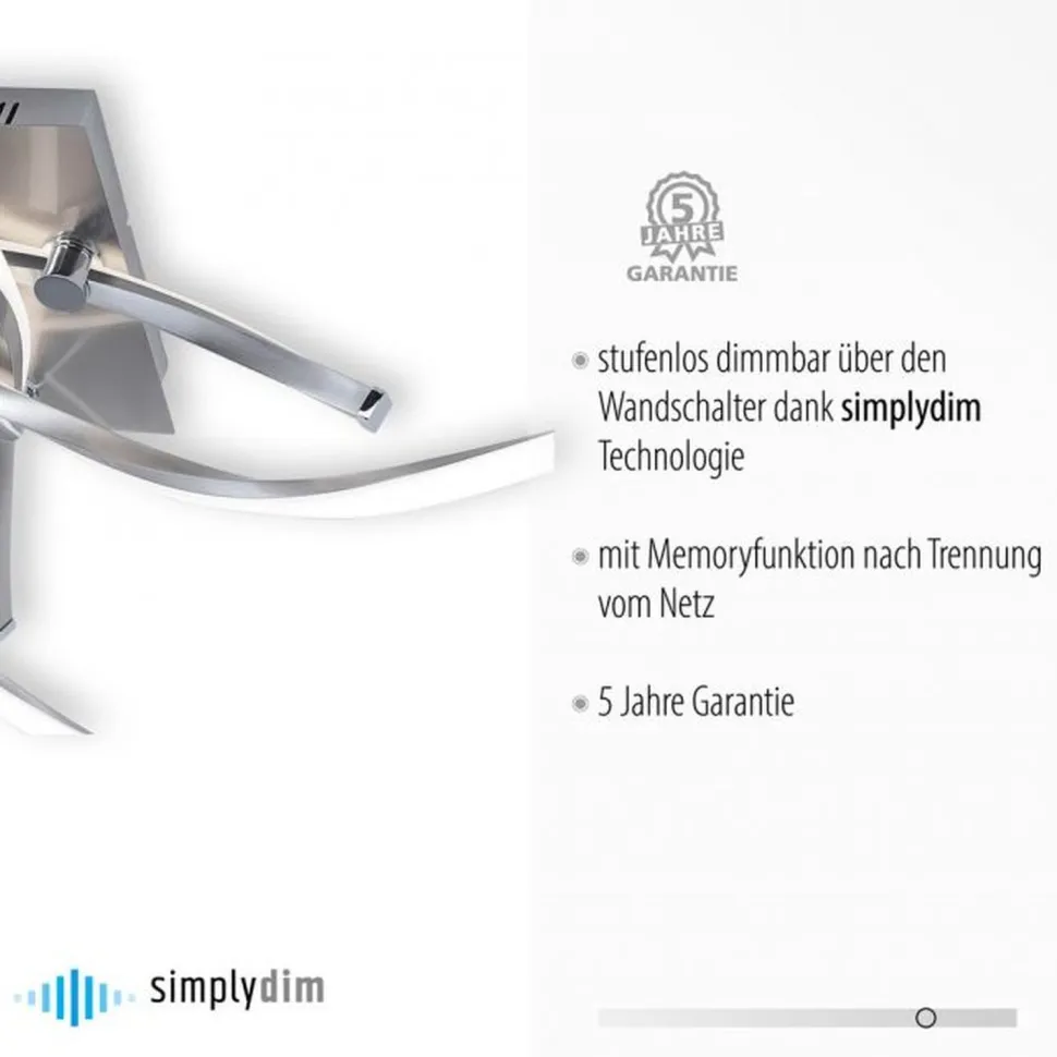 Dimmbare LED Deckenlampe in Stahl L:78 cm 27 W 2400 lm