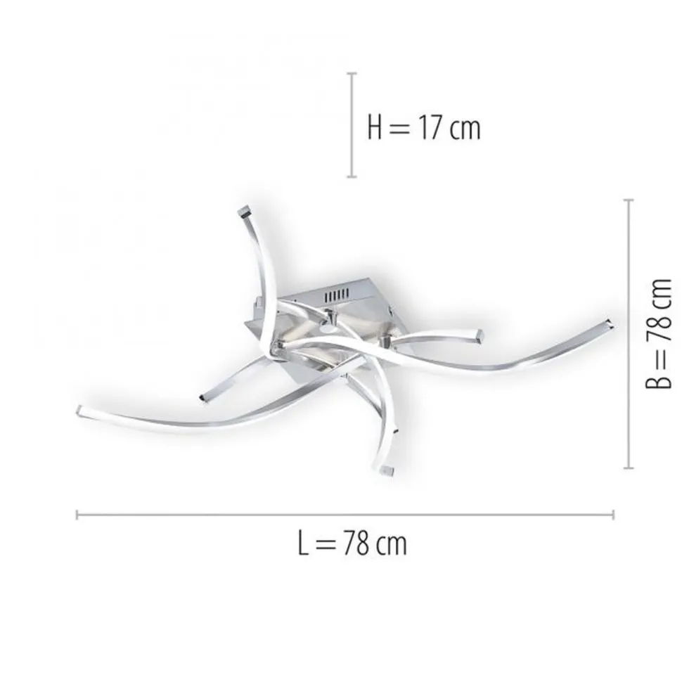 Dimmbare LED Deckenlampe in Stahl L:78 cm 27 W 2400 lm