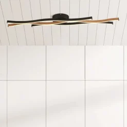 Dimmbare LED Deckenlampe Schwarz Natur L:108 cm 953 lm