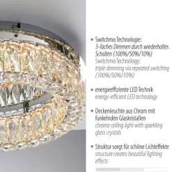 Dimmbare LED Deckenlampe in Chrom Acrylglas Ø40 cm 22 W
