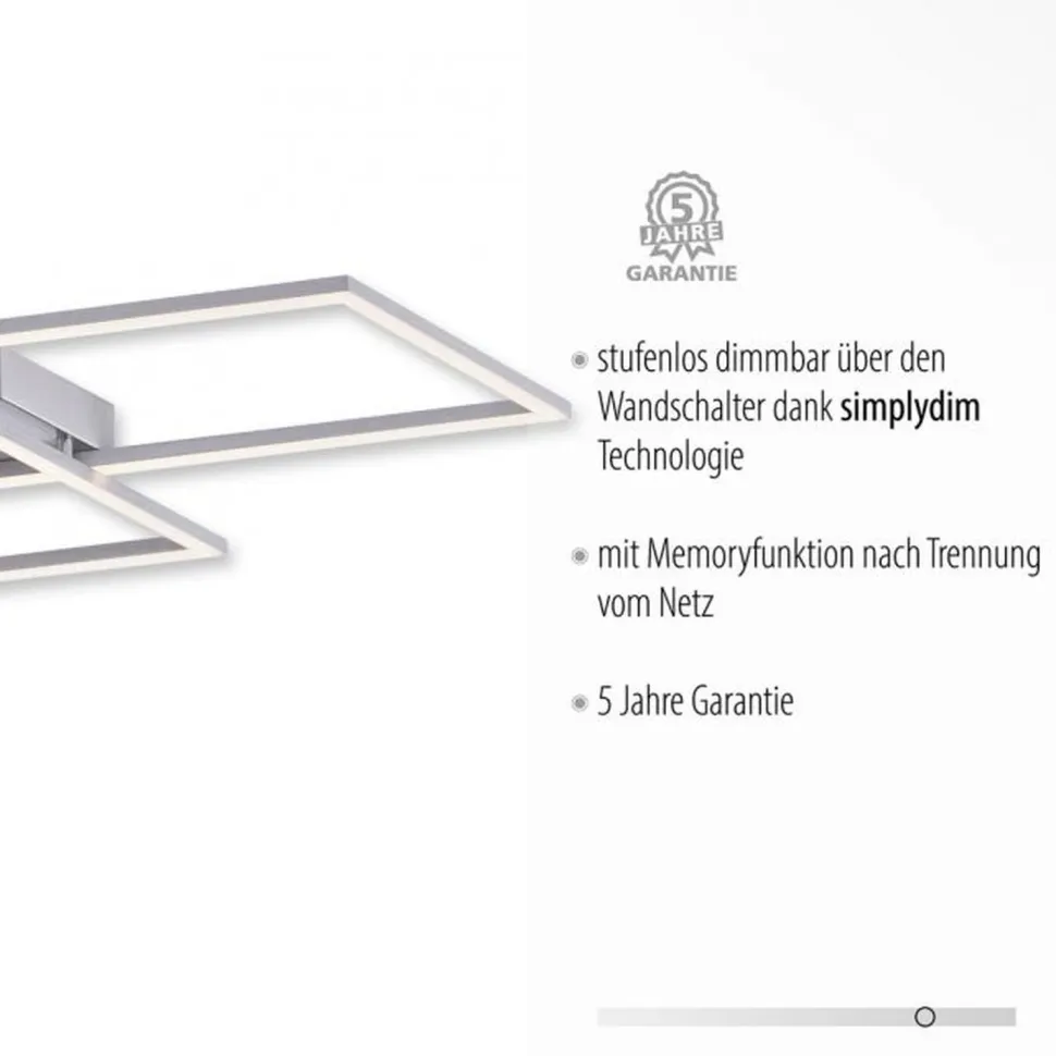 Dimmbare LED Deckenlampe L:83 cm Memory 30 W in Stahl