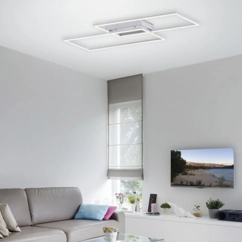 Dimmbare LED Deckenlampe L:83 cm Memory 30 W in Stahl