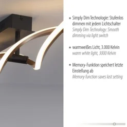 Dimmbare LED Deckenlampe Schwarz Messing 106 cm 3000 K