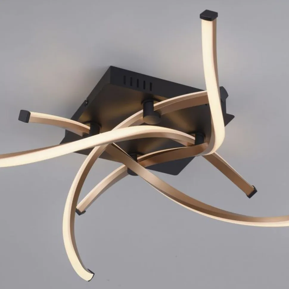 Dimmbare LED Deckenlampe Schwarz Gold L:78 cm 4220 lm