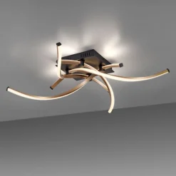 Dimmbare LED Deckenlampe Schwarz Gold L:78 cm 4220 lm