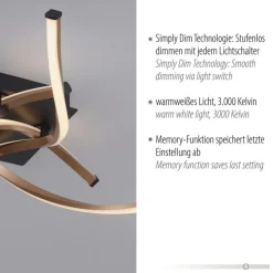 Dimmbare LED Deckenlampe Schwarz Gold L:78 cm 4220 lm