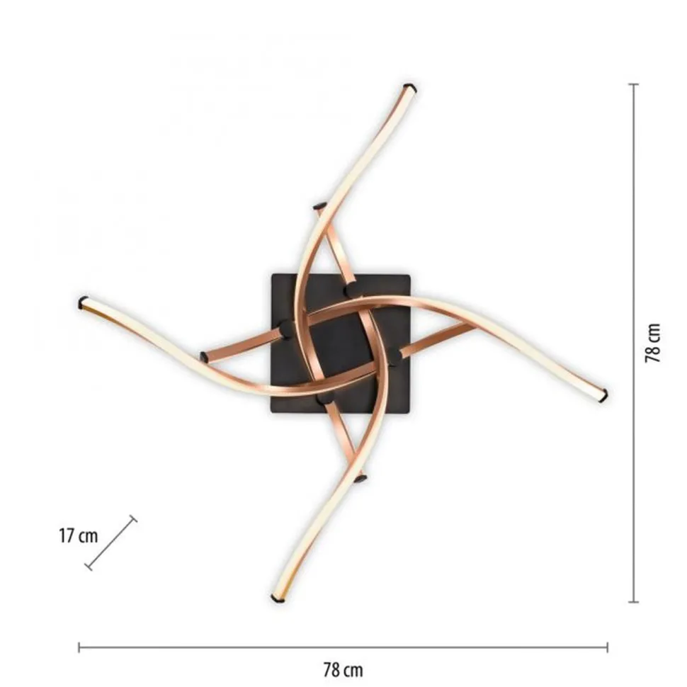 Dimmbare LED Deckenlampe Schwarz Gold L:78 cm 4220 lm