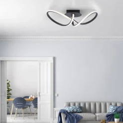 Dimmbare LED Deckenlampe Metall Schwarz 3000 K warmweiß