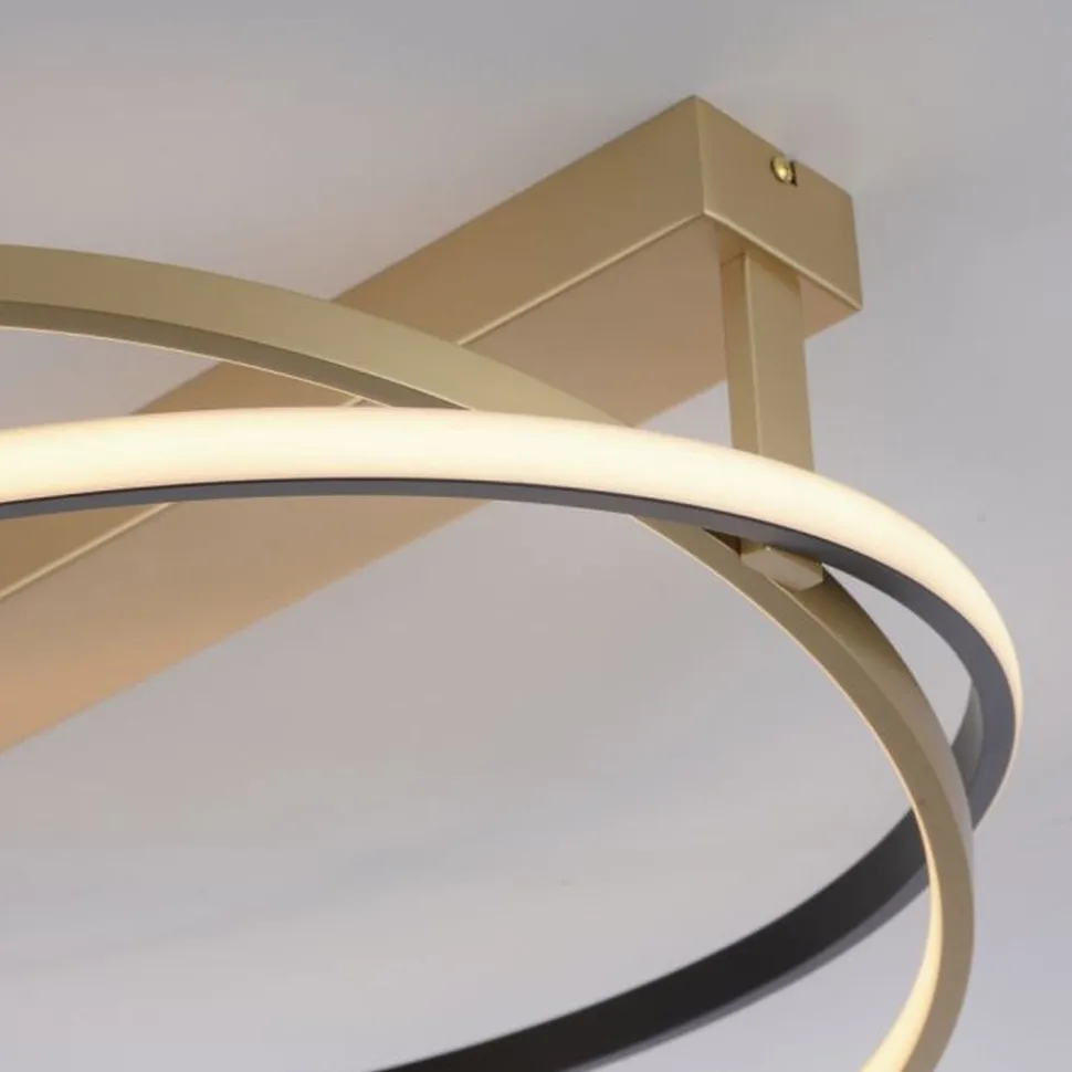 Dimmbare LED Deckenleuchte in Messing Schwarz Ø59 cm