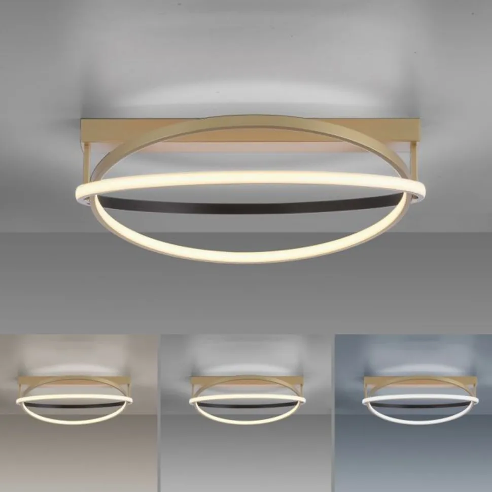 Dimmbare LED Deckenleuchte in Messing Schwarz Ø59 cm