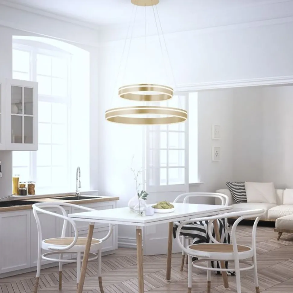 Dimmbare LED Pendelleuchte Ø59 cm rund 56 W in Messing