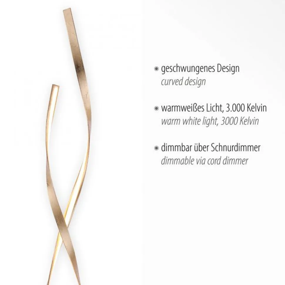 Dimmbare LED Stehlampe in Blattgold 140 cm 3000 K 26 W